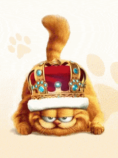 How Animation Services Can Take Your Brand to the Next Level 9 | Promoshin 3d artwork of Garfield looking very happy with his tail in the air and wearing a kings crown with jewels