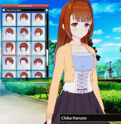 a anime girl character changing hair styles