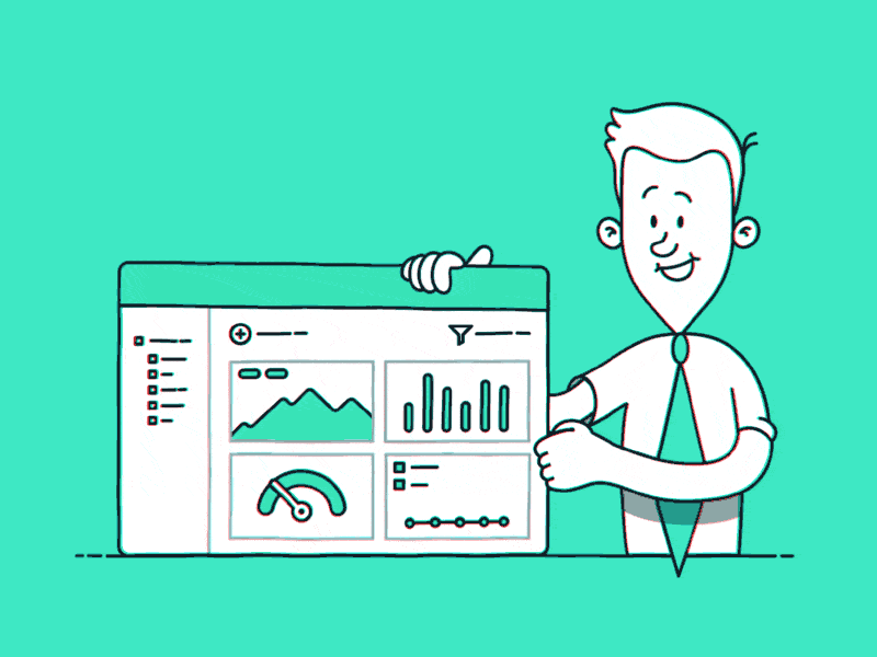 man wearing a tie and lifting the lid off a website revealing the inner workings of a stats website page