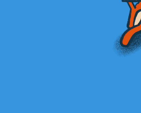 a orange cat running and holding up a sign above its head saying "attention please!" and it runs out the frame then lifts the sign up from the bottom of the frame