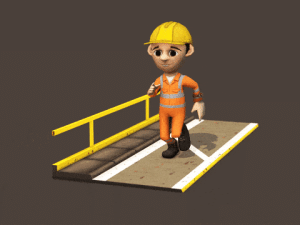 a 3D worker running